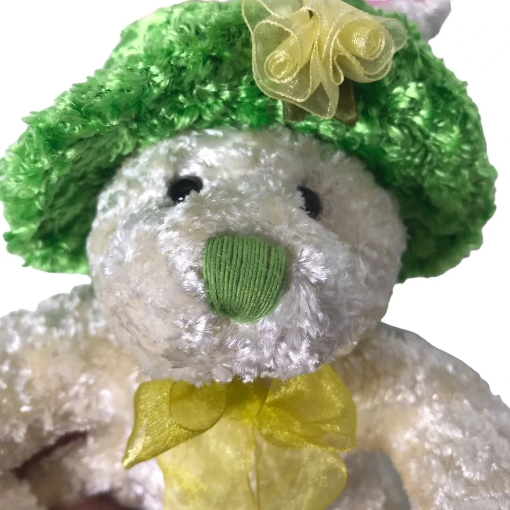 Vintage DanDee Easter Bunny Rabbit Plush Ears Bonnet Hat Silky Stuffed Animal